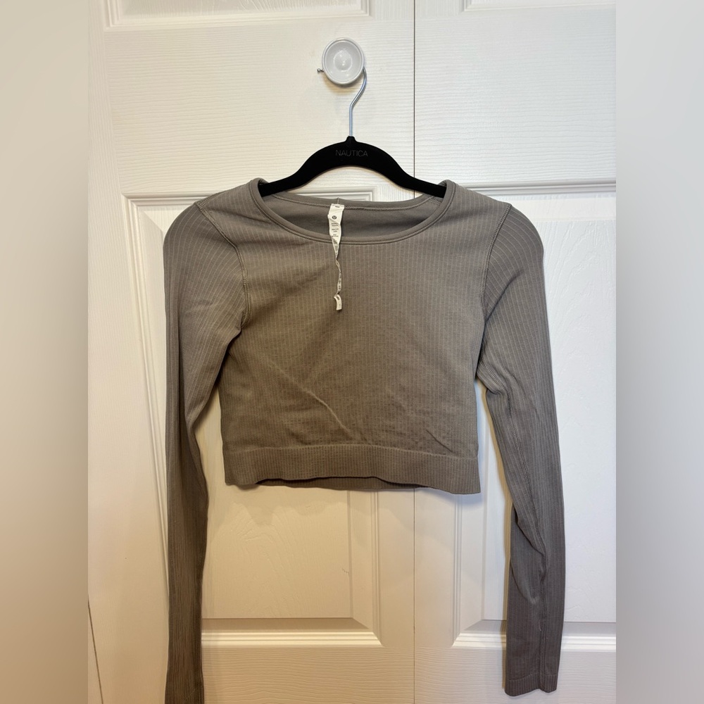 lululemon athletica Ribbed Gray Crop Top